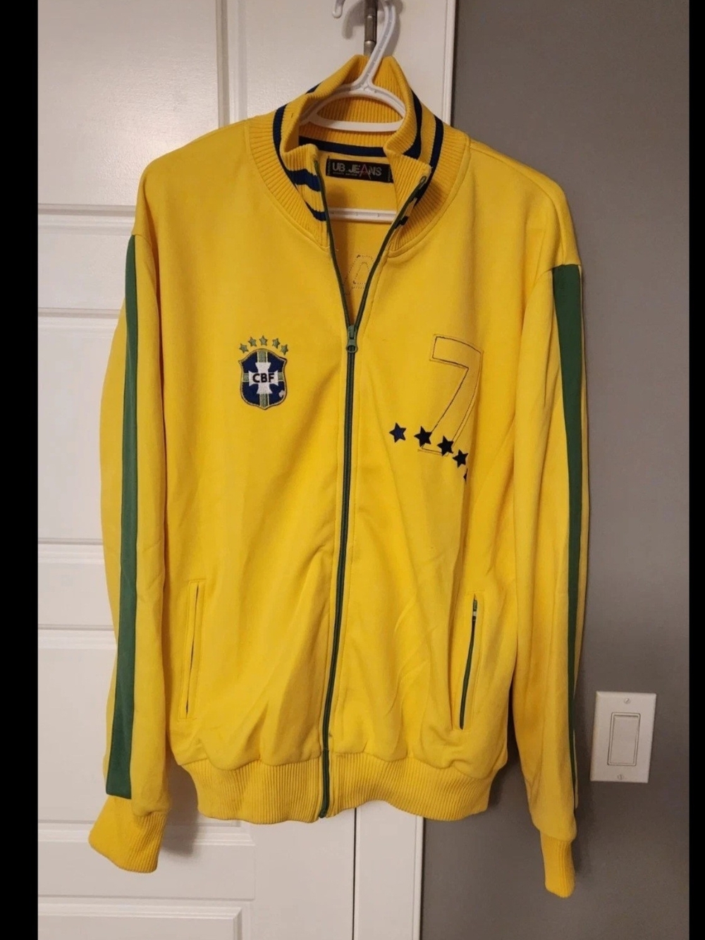 Brasil Brazil Soccer Jacket UB Jeans Size XL Embroidered